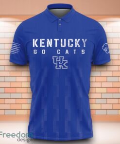 Kentucky Wildcats Go Cats NCAA 3D Polo Shirt With American Flag Military On Back Product Photo 2