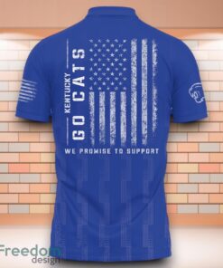 Kentucky Wildcats Go Cats NCAA 3D Polo Shirt With American Flag Military On Back image Kentucky Wildcats Go Cats NCAA 3D Polo Shirt With American Flag Military On Back Product Photo 3