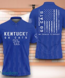 Kentucky Wildcats Go Cats NCAA 3D Polo Shirt With American Flag Military On Back Kentucky Wildcats Go Cats NCAA 3D Polo Shirt With American Flag Military On Back