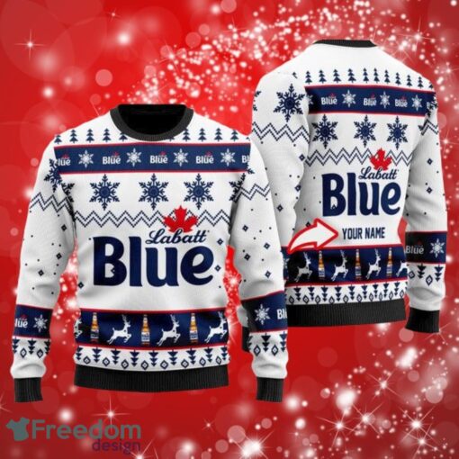 Labatt Blue Custom Name White Ugly Christmas Sweater 3D Product Photo 1