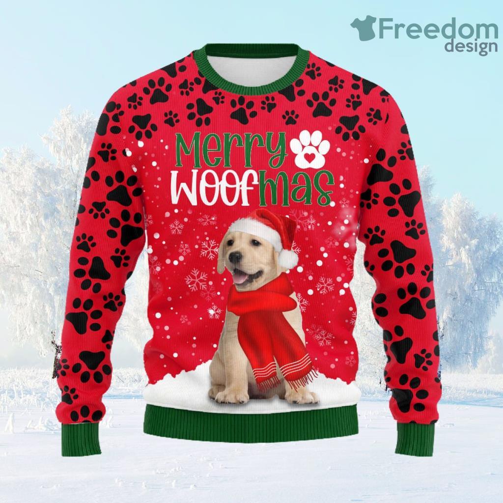 Labrador Retriever Merry Woofmas Ugly Sweater Gift For Dog Lover, Funny Christmas image Labrador Retriever Merry Woofmas Ugly Sweater Gift For Dog Lover, Funny Christmas Product Photo 1