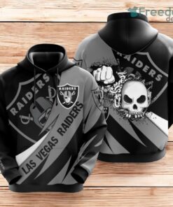Las Vegas Raiders Skull Punch All Over Print 3D Hoodie Black Gray