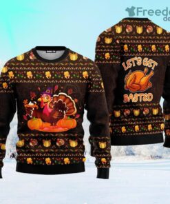 Lets Get Basted Turkey Thanksgiving Ugly Christmas Sweater For Men And Women
