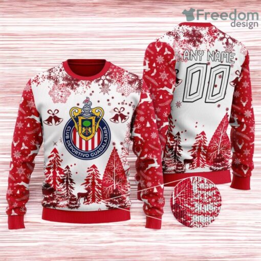 Liga Mx Chivas Guadalajara Special Christmas Ugly Sweater Design Custom Name And Number Product Photo 1