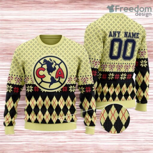 Liga Mx Club America Special Christmas Ugly Sweater Custom Name And Number Product Photo 1