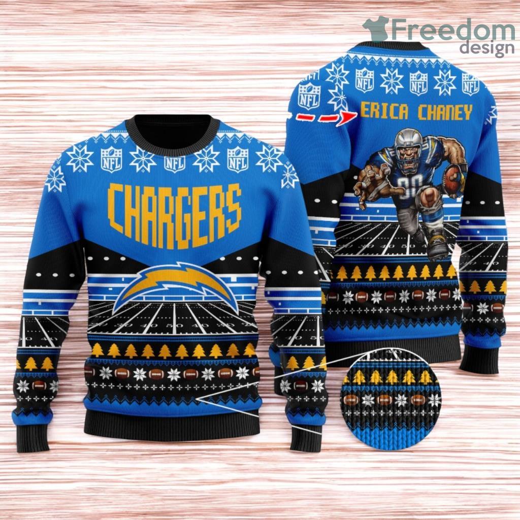 Los Angeles Chargers Ugly Sweater Mascot NFL Christmas Gifts for big fans image Los Angeles Chargers Ugly Sweater Mascot NFL Christmas Gifts for big fans Product Photo 1