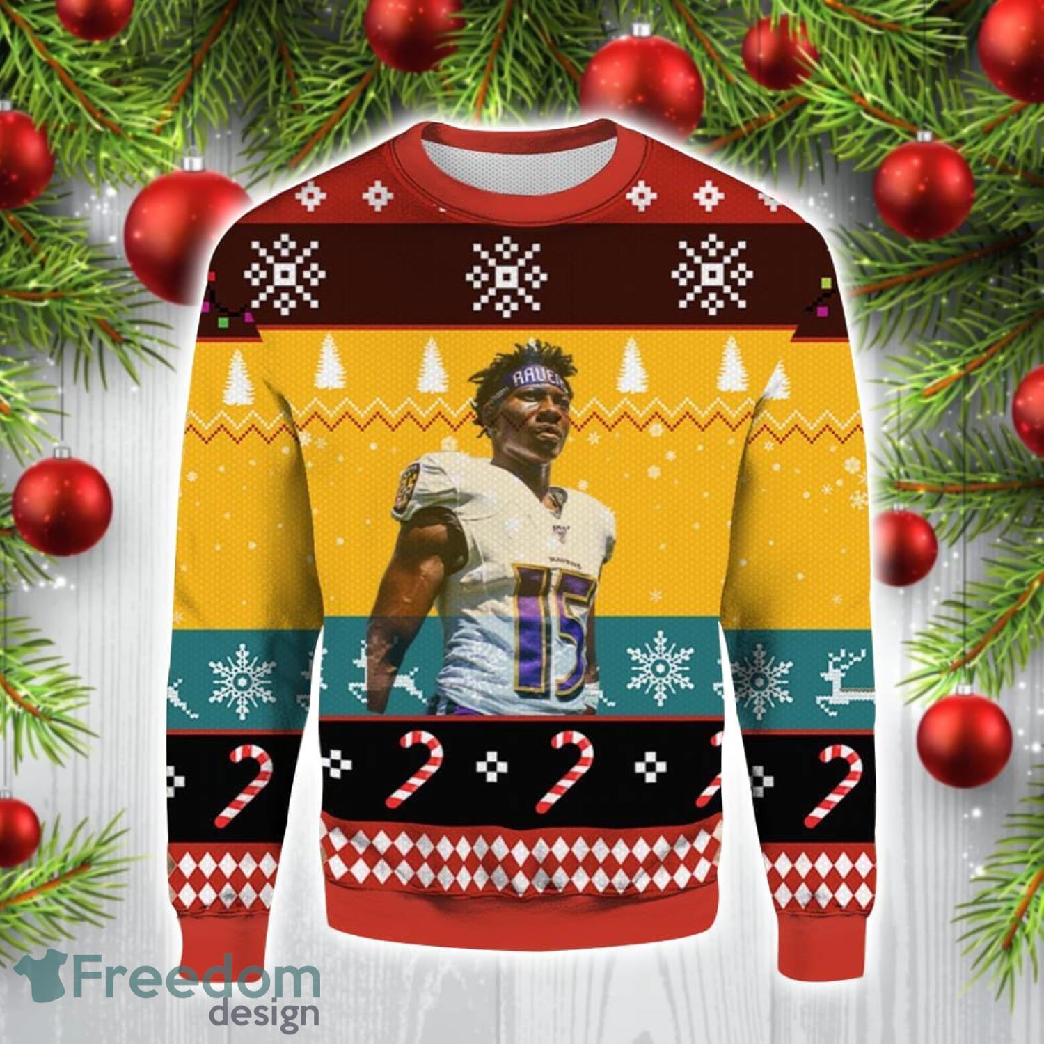 Marquise Brown Baltimore Ravens 3D Ugly Christmas Sweater Christmas Gift Ideas image Marquise Brown Baltimore Ravens 3D Ugly Christmas Sweater Christmas Gift Ideas Product Photo 1