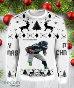 Marshawn Lynch Seattle Seahawks 3D Ugly Christmas Sweater Christmas Gift Ideas