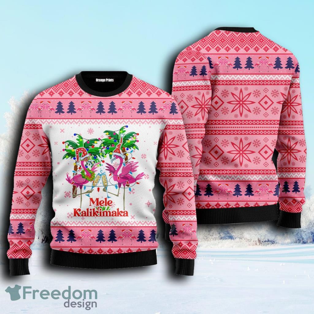 Mele Kalikimaka Flamingo Christmas Ugly Christmas Sweater For Men And Women image Mele Kalikimaka Flamingo Christmas Ugly Christmas Sweater For Men And Women Product Photo 1