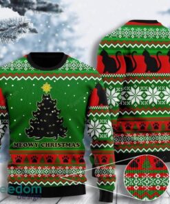 Meowy Christmas Black Cat Christmas Ugly Sweater 3D