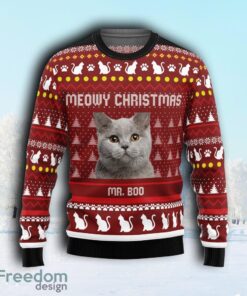 Meowy Christmas Personalized Ugly Sweater Christmas Gift For Cat Mom, Cat Dad, Cat Lovers