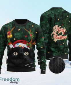 Merry Christmas Black Cat Ugly Christmas Sweater Gift For Men And Women