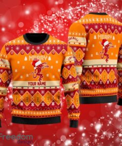 Merry Santa Hat Fireball Whisky Custom Name Ugly Christmas Sweater Print Full