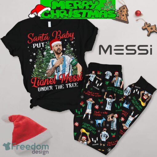 Messi Under The Tree Christmas Fleece Pajamas Set Men Women For Fans - Messi Under The Tree Christmas Fleece Pajamas Set-1