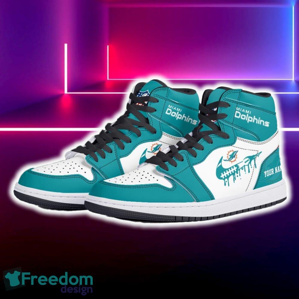 Miami Dolphins Air Jordan Hightop Shoes New Custom Name For Fans Gift Sneaker image Miami Dolphins Air Jordan Hightop Shoes New Custom Name For Fans Gift Sneaker - Miami Dolphins Air Jordan Hightop Shoes Photo 5