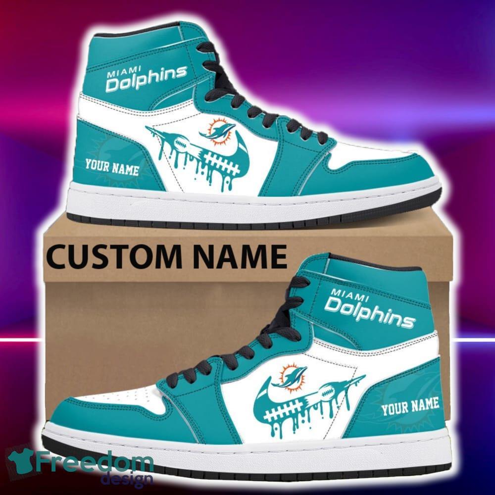 Miami Dolphins Air Jordan Hightop Shoes New Custom Name For Fans Gift Sneaker image Miami Dolphins Air Jordan Hightop Shoes New Custom Name For Fans Gift Sneaker - Miami Dolphins Air Jordan Hightop Shoes Photo 4