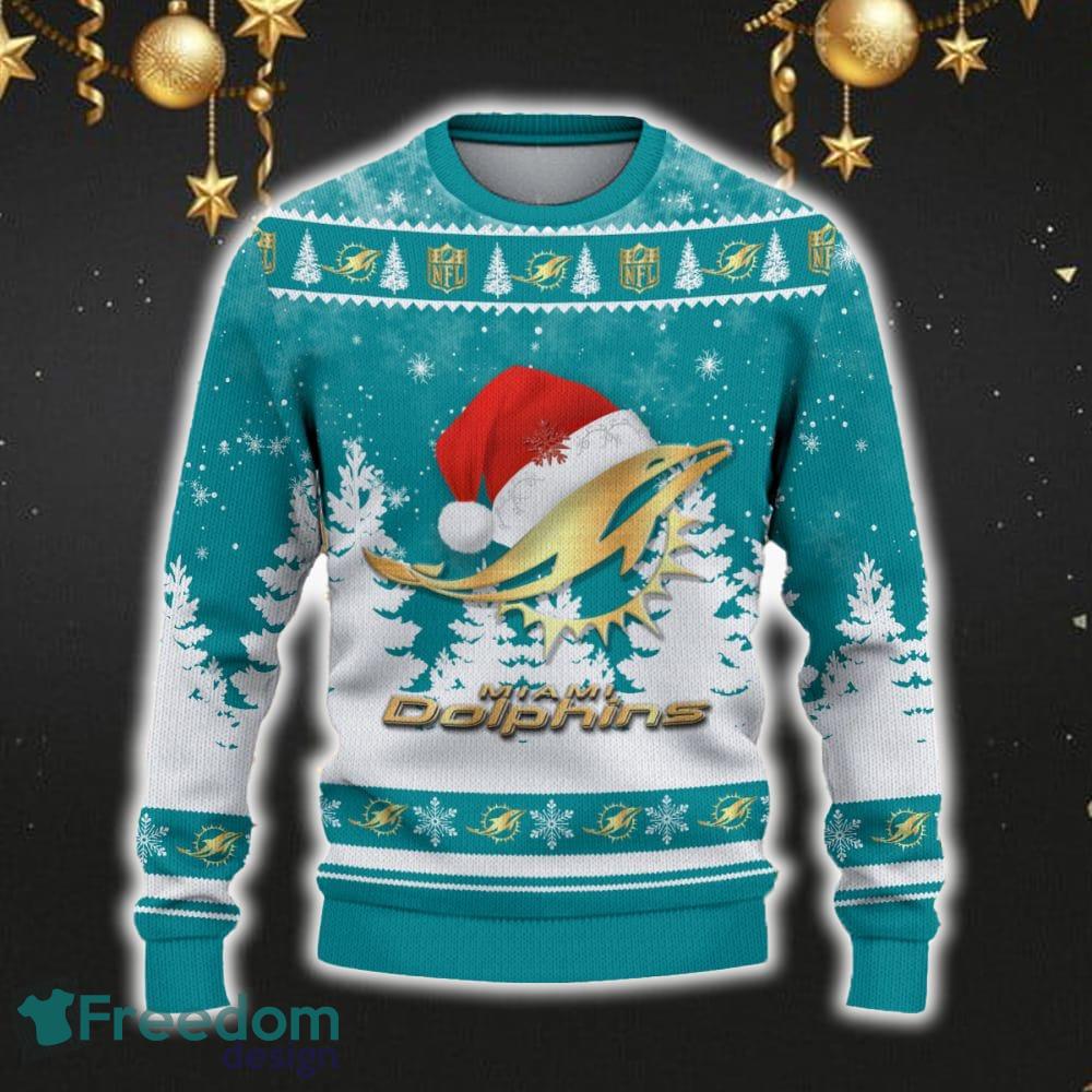 Miami Dolphins Car For Fans 3D Sweater Ugly Christmas Santa Hat Tree Gift For Men Women image Miami Dolphins Car For Fans 3D Sweater Ugly Christmas Santa Hat Tree Gift For Men Women - Miami Dolphins Ugly Christmas Sweater_2