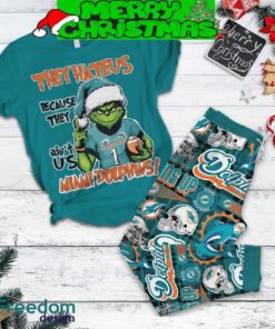 Miami Dolphins Grinch Hate Us Christmas Fleece Pajamas Set Gift Family