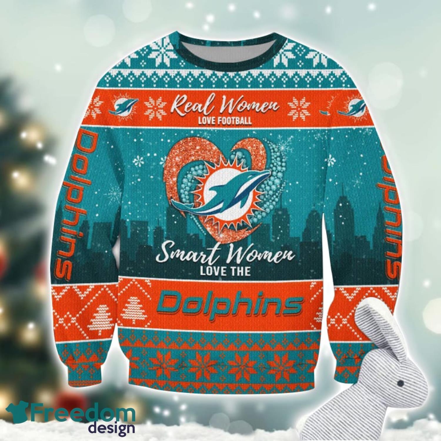 Miami Dolphins Logo Ugly Christmas Sweater For Fans Men And Women Christmas Gift Ideas image Miami Dolphins Logo Ugly Christmas Sweater For Fans Men And Women Christmas Gift Ideas Product Photo 1