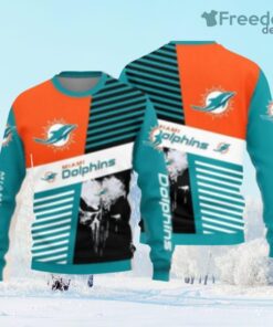 Miami Dolphins Skull Pattern Ugly Christmas Sweater Gift Christmas