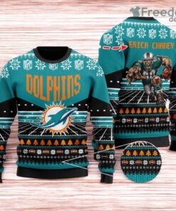 Miami Dolphins Ugly Sweater Mascot NFL Christmas Gifts for big fans