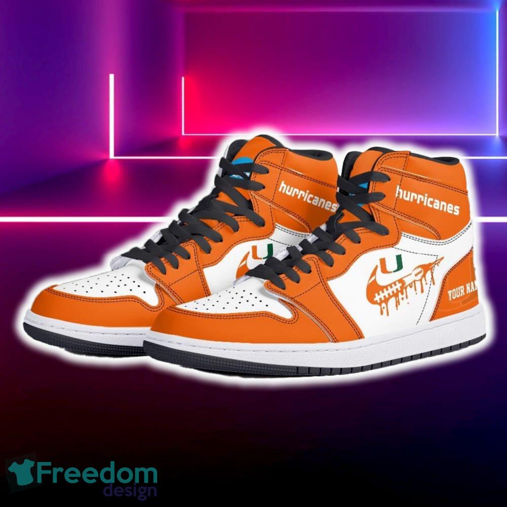 Miami Hurricanes Air Jordan Hightop Shoes New Custom Name For Fans Gift Sneaker image Miami Hurricanes Air Jordan Hightop Shoes New Custom Name For Fans Gift Sneaker - Miami Hurricanes Air Jordan Hightop Shoes Photo 5