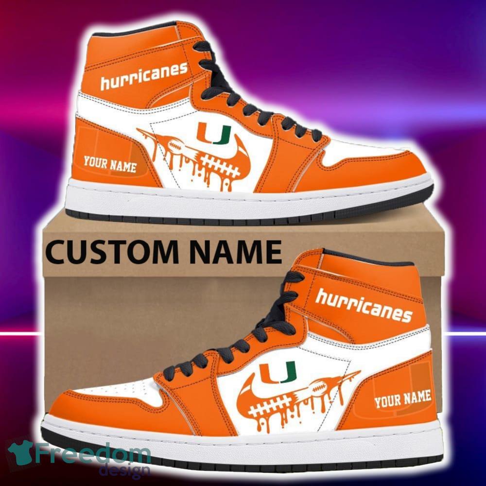Miami Hurricanes Air Jordan Hightop Shoes New Custom Name For Fans Gift Sneaker image Miami Hurricanes Air Jordan Hightop Shoes New Custom Name For Fans Gift Sneaker - Miami Hurricanes Air Jordan Hightop Shoes Photo 4