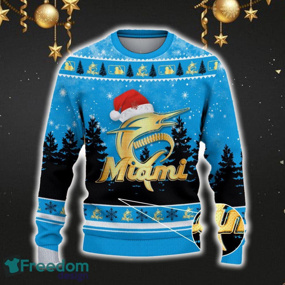 Miami Marlins Car For Fans 3D Sweater Ugly Christmas Santa Hat Tree Gift For Men Women image Miami Marlins Car For Fans 3D Sweater Ugly Christmas Santa Hat Tree Gift For Men Women - Miami Marlins Ugly Christmas Sweater_2