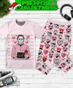 Michael Myers Had Feeling Valentine Fleece Pajamas Set Full Print Christmas For Women - Michael Myers Had Feeling Valentine Fleece Pajamas Set-2