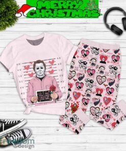 Michael Myers Had Feeling Valentine Fleece Pajamas Set Full Print Christmas For Women - Michael Myers Had Feeling Valentine Fleece Pajamas Set-1