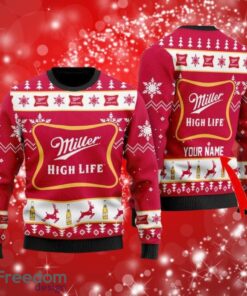 Miller High Life Custom Name Gifts Christmas Ugly Red Sweater Sweater 3D