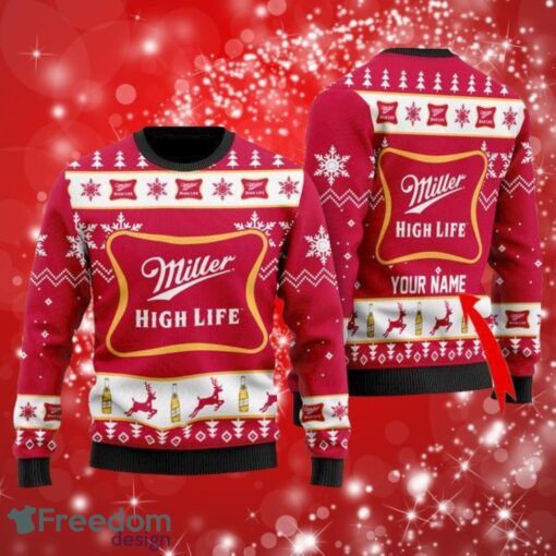 Miller High Life Custom Name Gifts Christmas Ugly Red Sweater Sweater 3D Product Photo 1