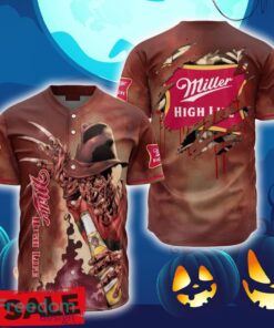 Miller High Life Halloween Freddy Krueger Baseball Jersey Shirt New All Over Print