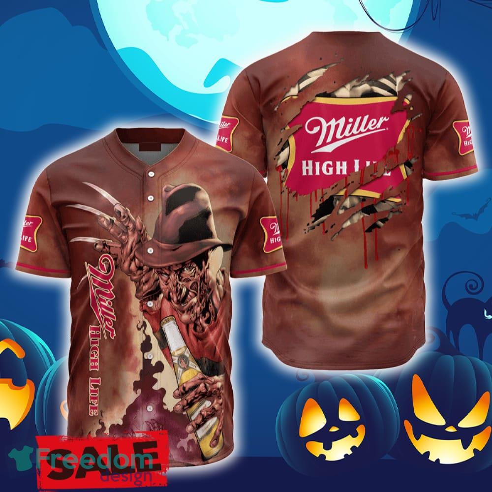 Miller High Life Halloween Freddy Krueger Baseball Jersey Shirt New All Over Print image Miller High Life Halloween Freddy Krueger Baseball Jersey Shirt New All Over Print - Miller High Life Halloween Freddy Krueger Baseball Jersey Shirt New All Over Print