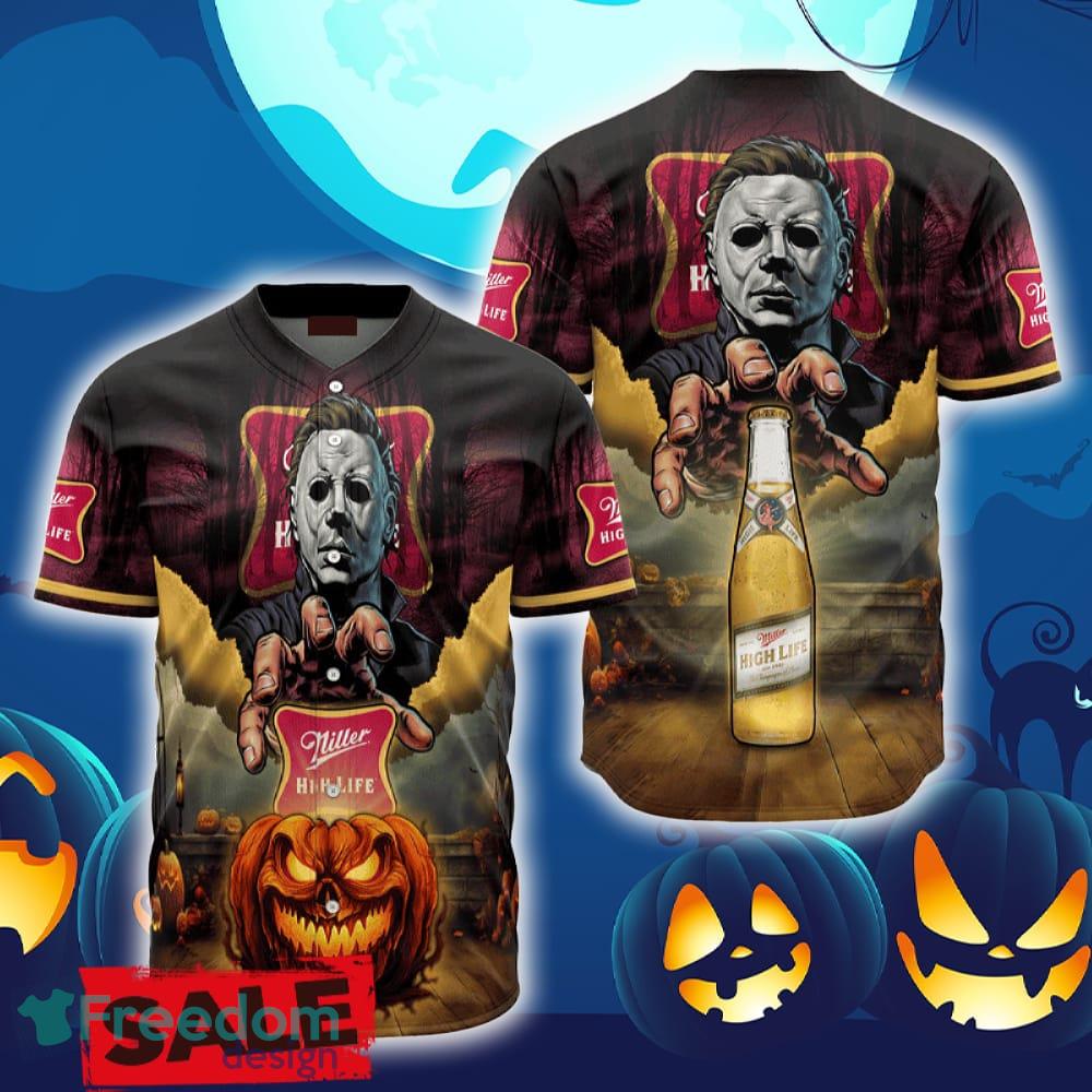 Miller High Life Halloween Michael Myers Baseball Jersey Shirt New All Over Print image Miller High Life Halloween Michael Myers Baseball Jersey Shirt New All Over Print - Miller High Life Halloween Michael Myers Baseball Jersey Shirt New All Over Print