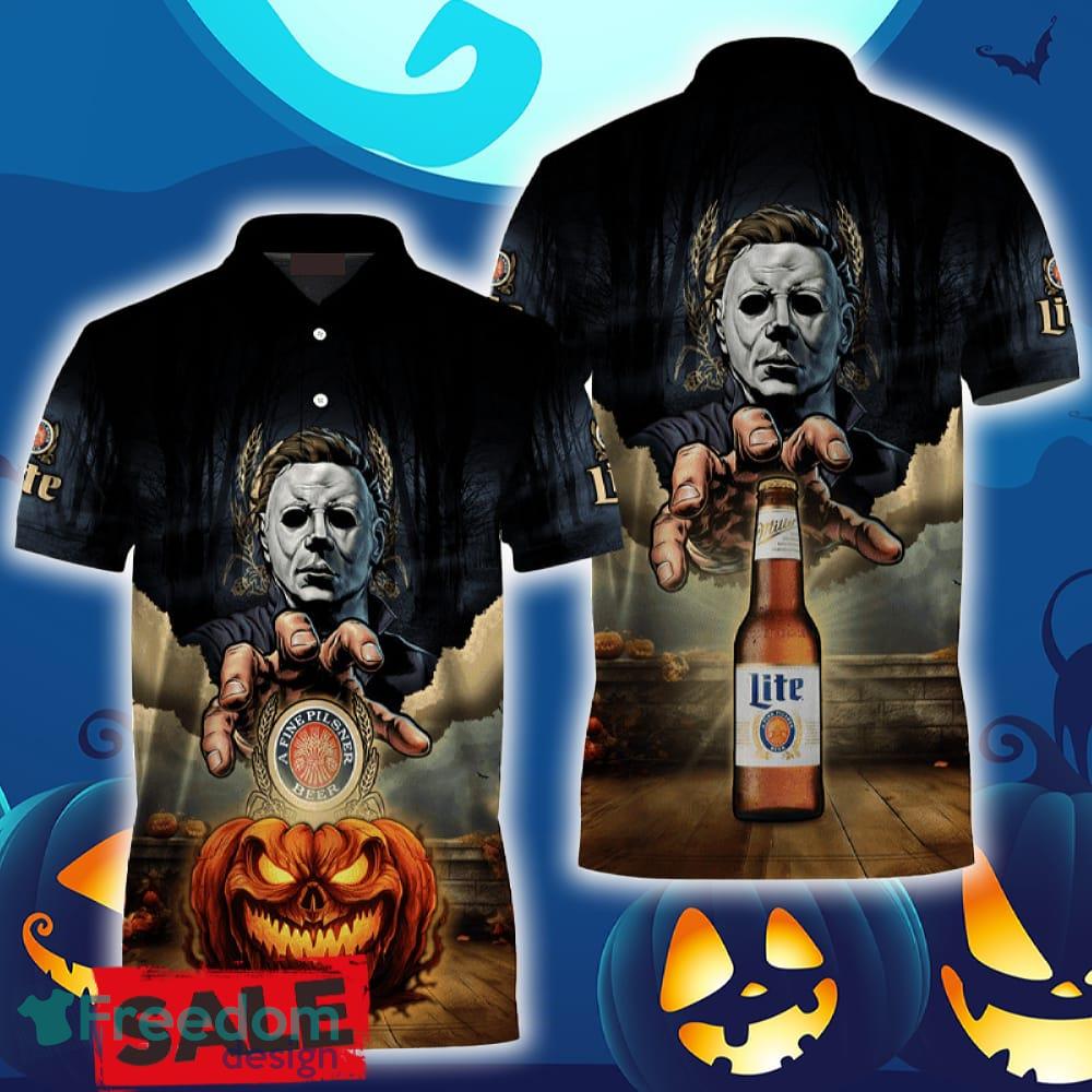 Miller Lite Halloween Michael Myers Polo Shirt For Men Women Gift Christmas Holidays image Miller Lite Halloween Michael Myers Polo Shirt For Men Women Gift Christmas Holidays - Miller Lite Halloween Michael Myers Polo Shirt For Men Women Gift Christmas Holidays