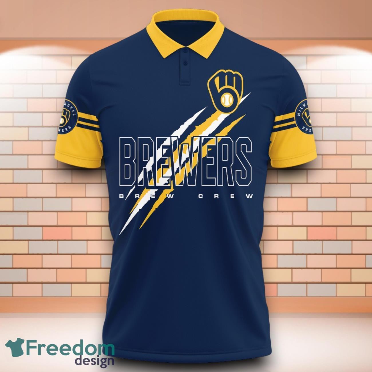 Milwaukee Brewers MLB Brew Crew 3D Polo Shirt With Claws Pattern image Milwaukee Brewers MLB Brew Crew 3D Polo Shirt With Claws Pattern Product Photo 2