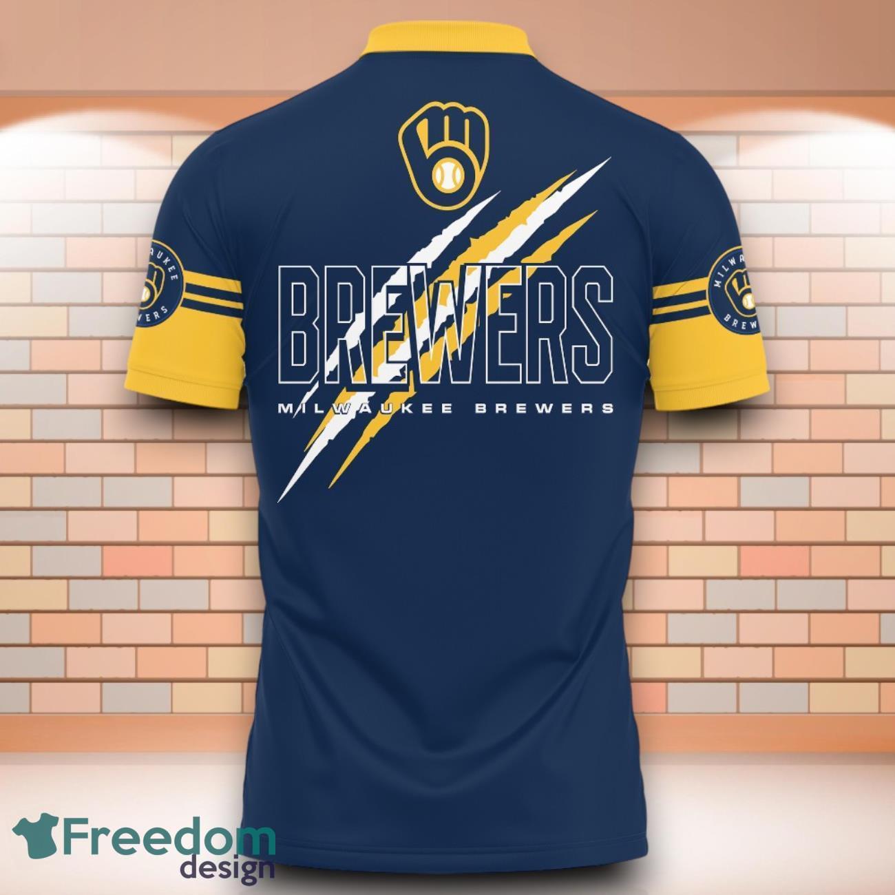 Milwaukee Brewers MLB Brew Crew 3D Polo Shirt With Claws Pattern Milwaukee Brewers MLB Brew Crew 3D Polo Shirt With Claws Pattern Product Photo 3
