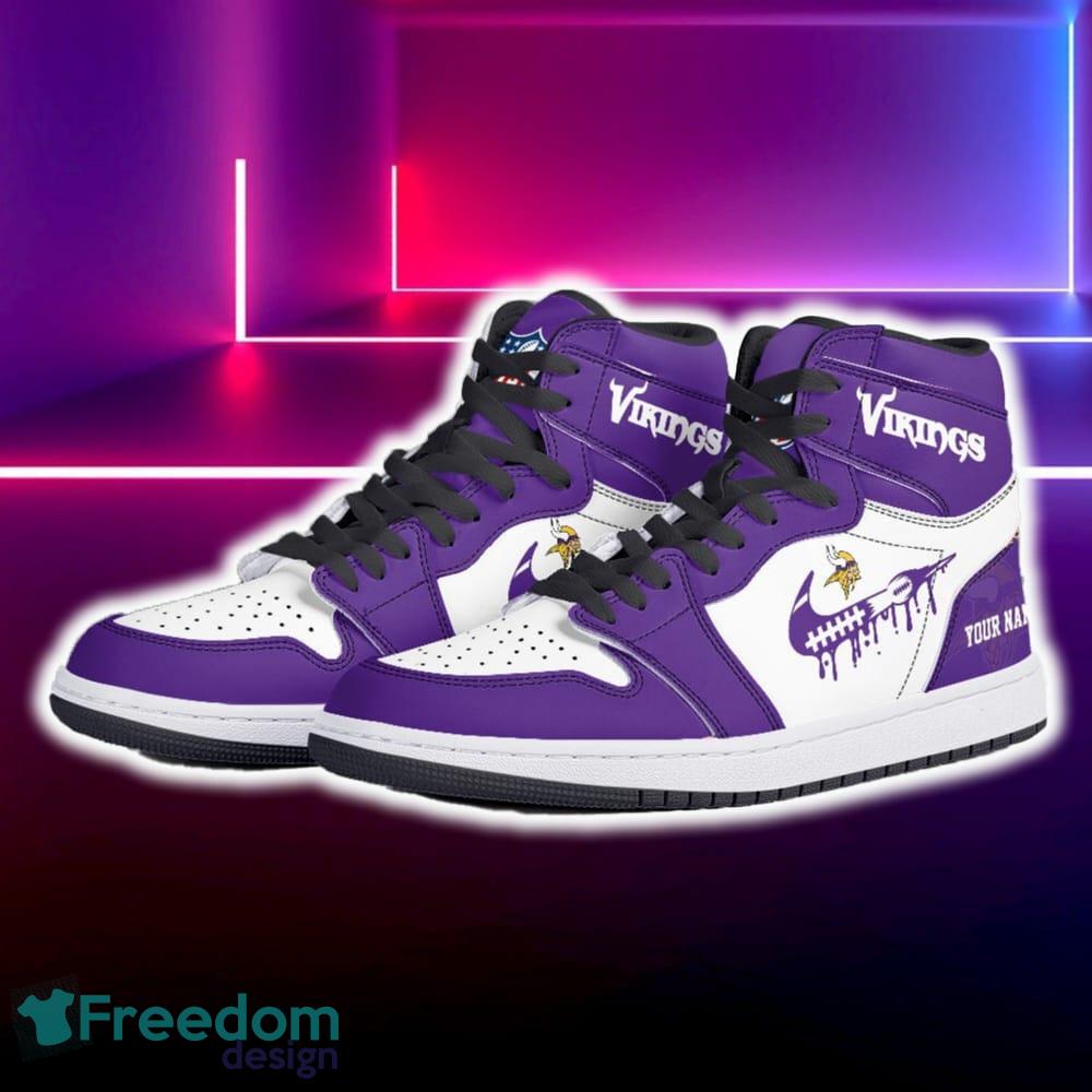 Minnesota Vikings Air Jordan Hightop Shoes New Custom Name For Fans Gift Sneaker image Minnesota Vikings Air Jordan Hightop Shoes New Custom Name For Fans Gift Sneaker - Minnesota Vikings Air Jordan Hightop Shoes Photo 5