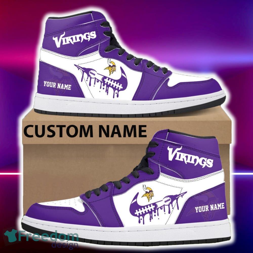 Minnesota Vikings Air Jordan Hightop Shoes New Custom Name For Fans Gift Sneaker image Minnesota Vikings Air Jordan Hightop Shoes New Custom Name For Fans Gift Sneaker - Minnesota Vikings Air Jordan Hightop Shoes Photo 4