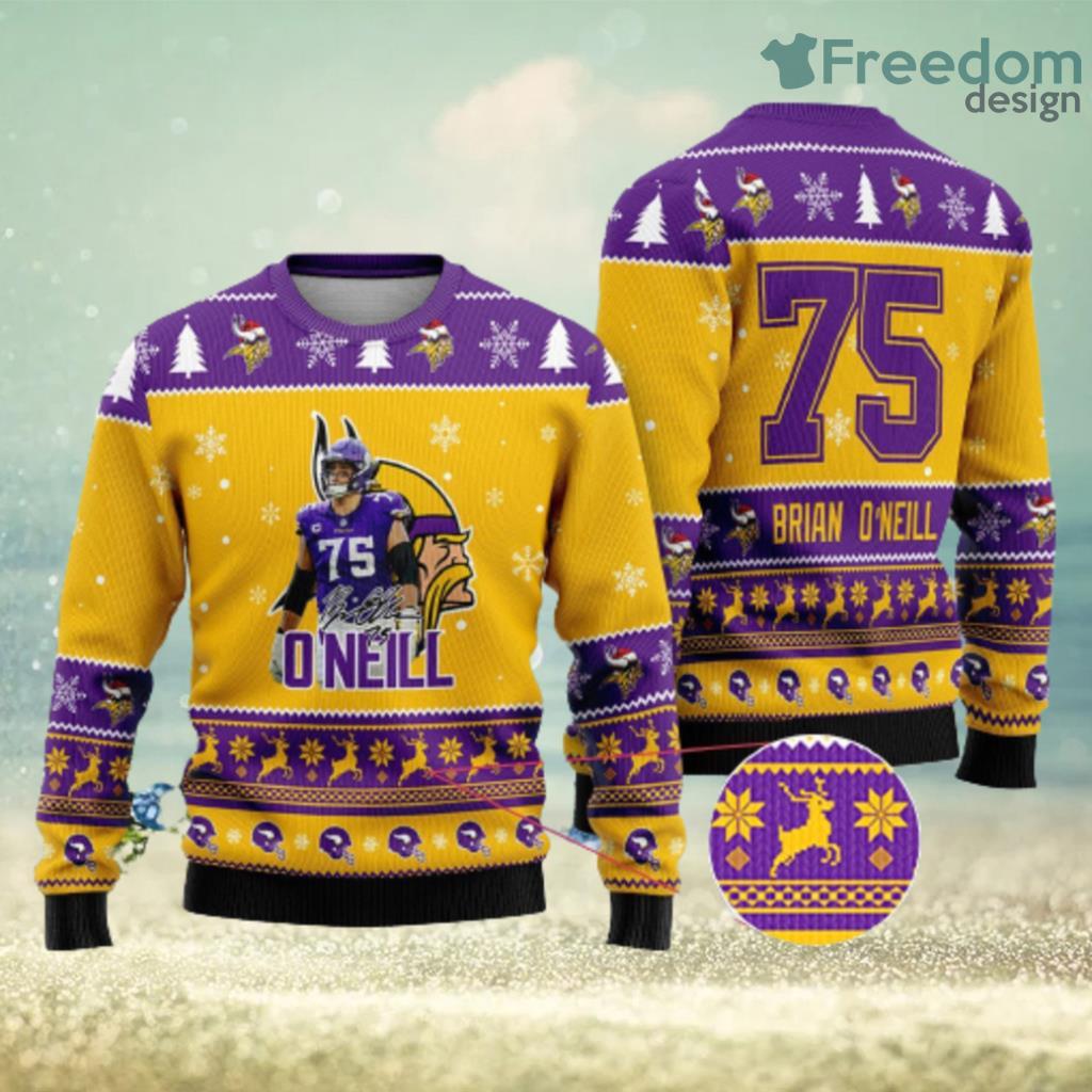 Minnesota Vikings Brian ONeill Custom Name And Number Ugly Christmas Sweater Gift Christmas image Minnesota Vikings Brian ONeill Custom Name And Number Ugly Christmas Sweater Gift Christmas Product Photo 1