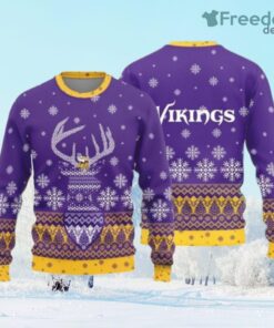 Minnesota Vikings Christmas Reindeer Ugly Christmas Sweater Skiing Gift For Fans Gift Christmas