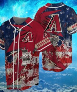 MLB Arizona Diamondbacks Logo Design US Flag Gifts Baseball Jersey Shirt Full Print