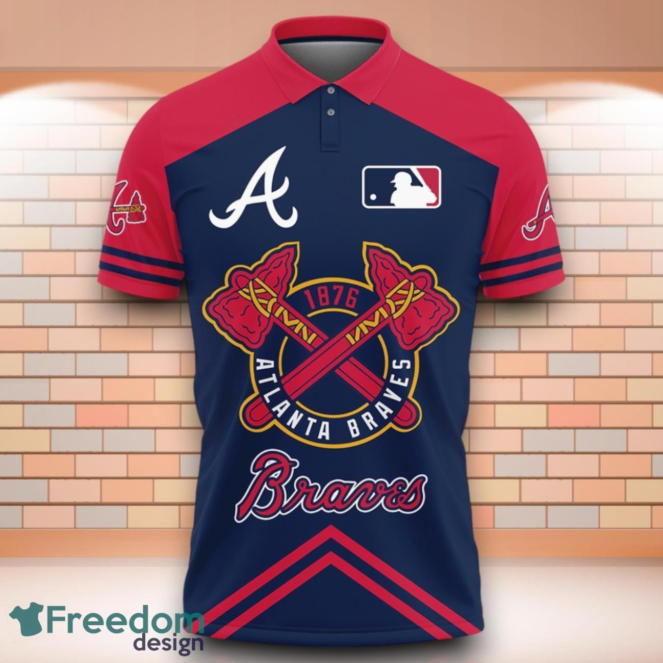 MLB Atlanta Braves Circle 3D Polo Shirt With Team Logo On Back Dynamic Style For Fans image MLB Atlanta Braves Circle 3D Polo Shirt With Team Logo On Back Dynamic Style For Fans Product Photo 2