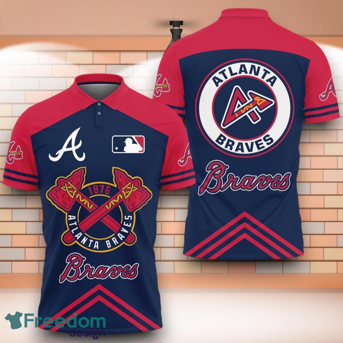 MLB Atlanta Braves Circle 3D Polo Shirt With Team Logo On Back Dynamic Style For Fans image MLB Atlanta Braves Circle 3D Polo Shirt With Team Logo On Back Dynamic Style For Fans Product Photo 1