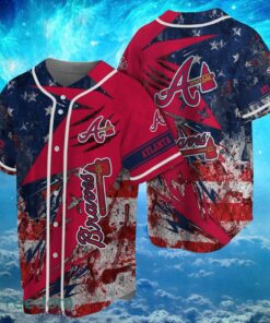 MLB Atlanta Braves Logo Design US Flag Gifts Baseball Jersey Shirt Full Print