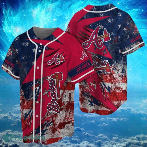 MLB Atlanta Braves Logo Design US Flag Gifts Baseball Jersey Shirt Full Print Product Photo 1