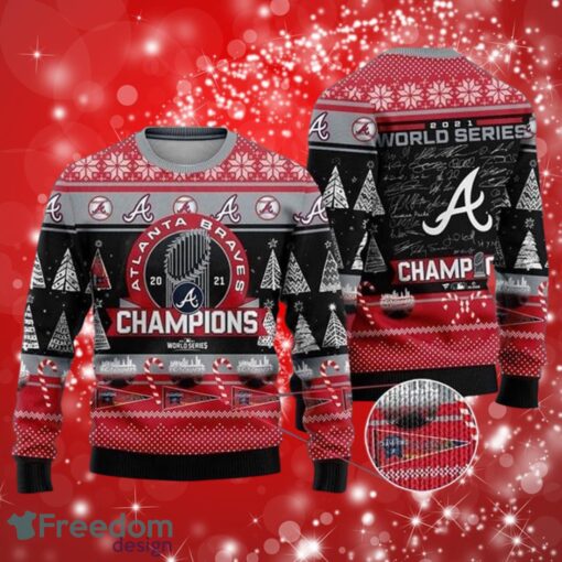 MLB Atlanta Braves Wincraft World Series Champions Christmas Full Over Print Gifts Christmas 3D Sweater Shirt Product Photo 1