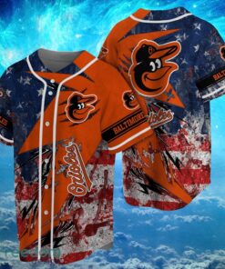 MLB Baltimore Orioles Logo Design US Flag Gifts Baseball Jersey Shirt Full Print