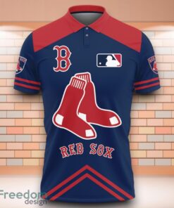 MLB Boston Red Sox Circle 3D Polo Shirt With Team Logo On Back Dynamic Style For Fans Product Photo 2